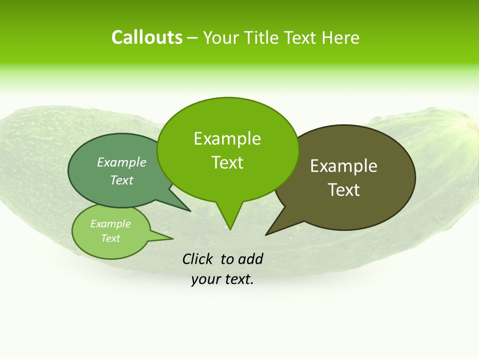 One Green Cucumber On A White Background. PowerPoint Template