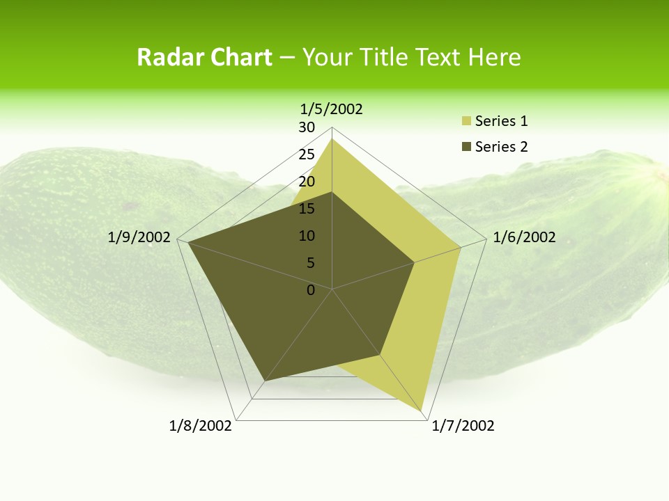 One Green Cucumber On A White Background. PowerPoint Template