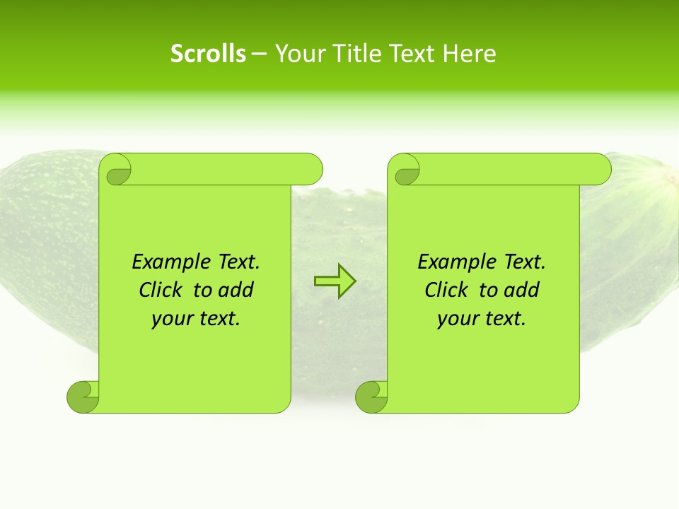 One Green Cucumber On A White Background. PowerPoint Template