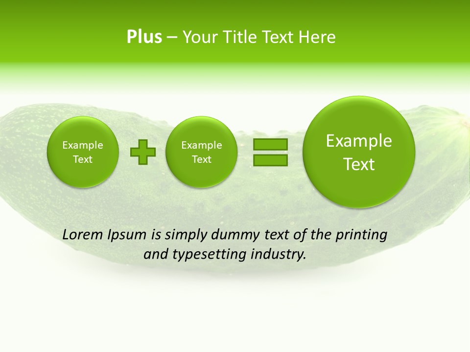 One Green Cucumber On A White Background. PowerPoint Template