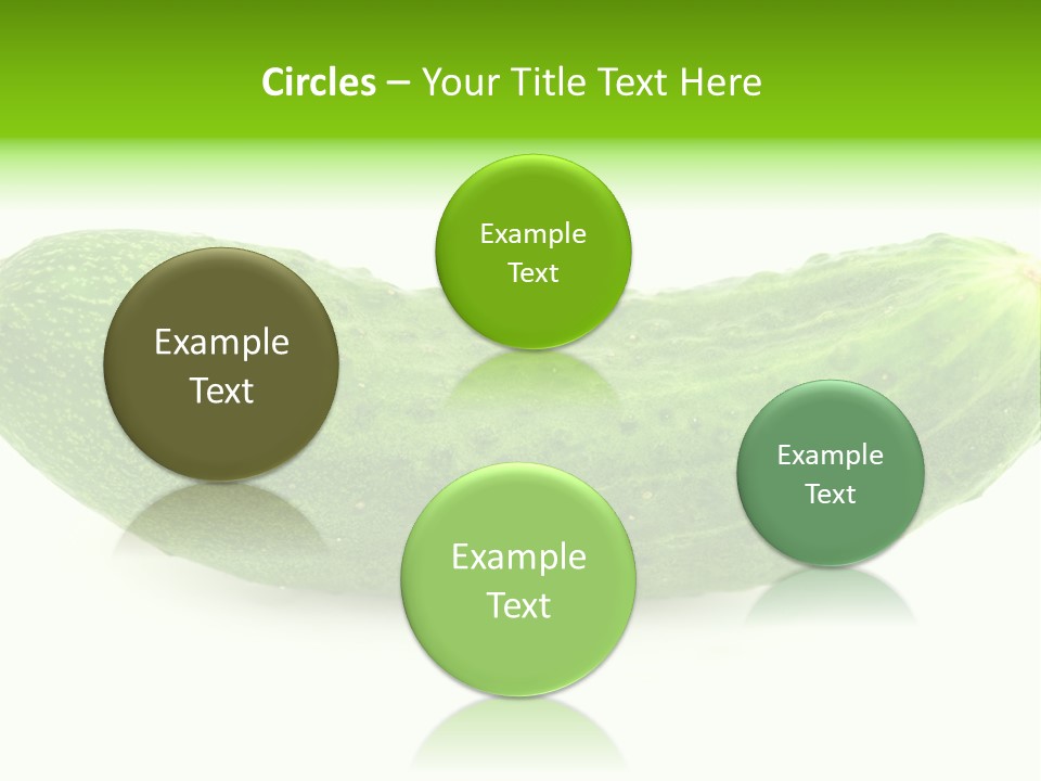 One Green Cucumber On A White Background. PowerPoint Template