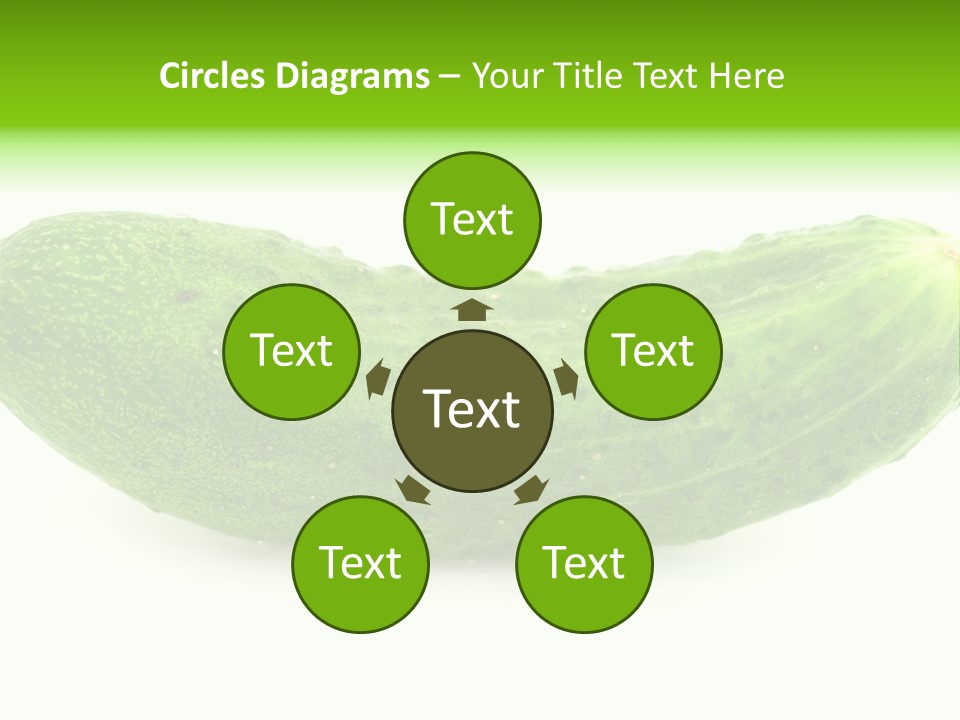 One Green Cucumber On A White Background. PowerPoint Template