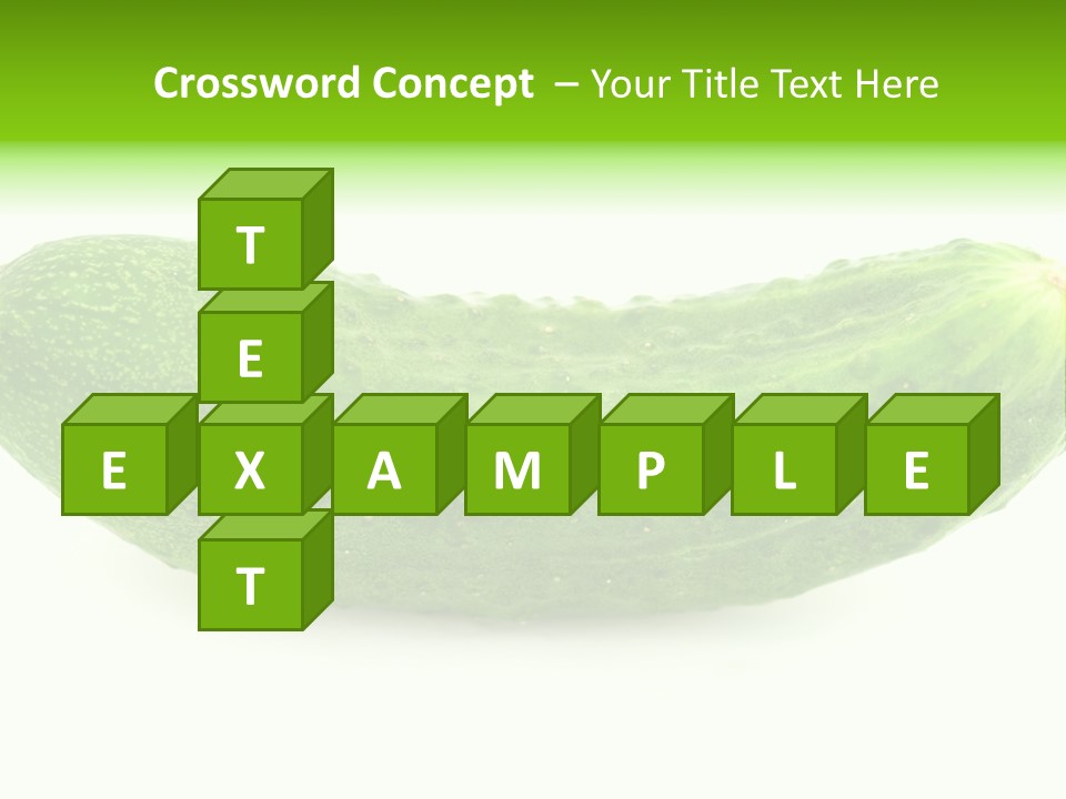 One Green Cucumber On A White Background. PowerPoint Template