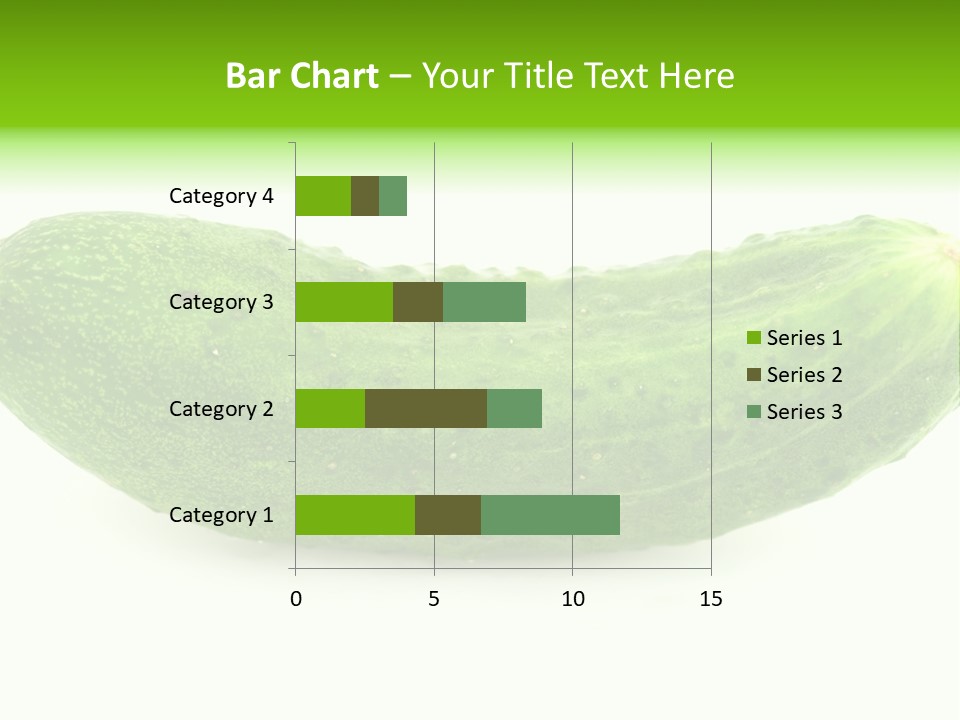 One Green Cucumber On A White Background. PowerPoint Template
