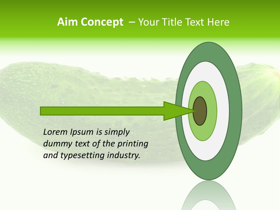 One Green Cucumber On A White Background. PowerPoint Template