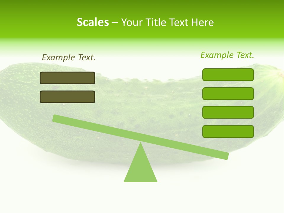 One Green Cucumber On A White Background. PowerPoint Template