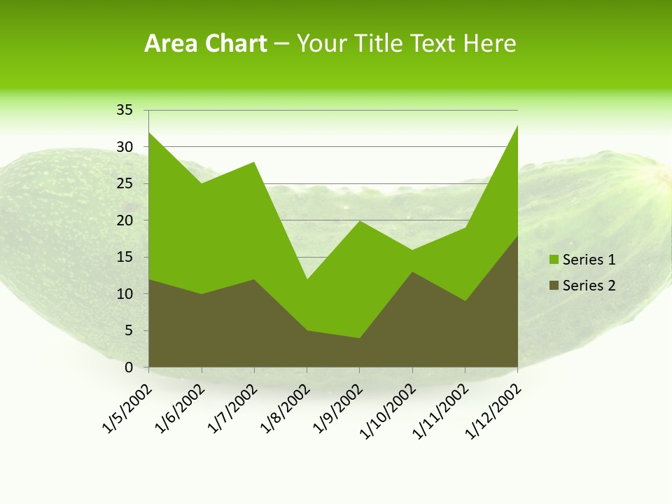 One Green Cucumber On A White Background. PowerPoint Template