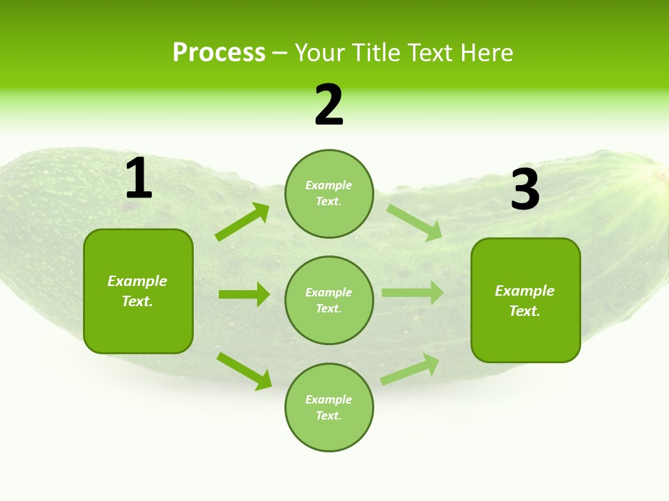 One Green Cucumber On A White Background. PowerPoint Template