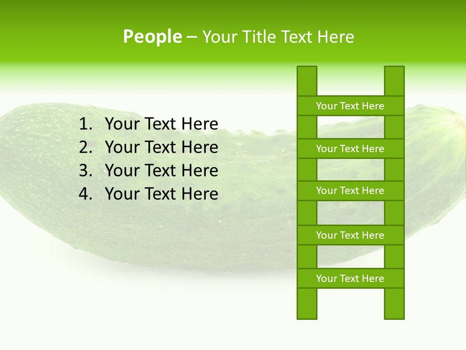 One Green Cucumber On A White Background. PowerPoint Template