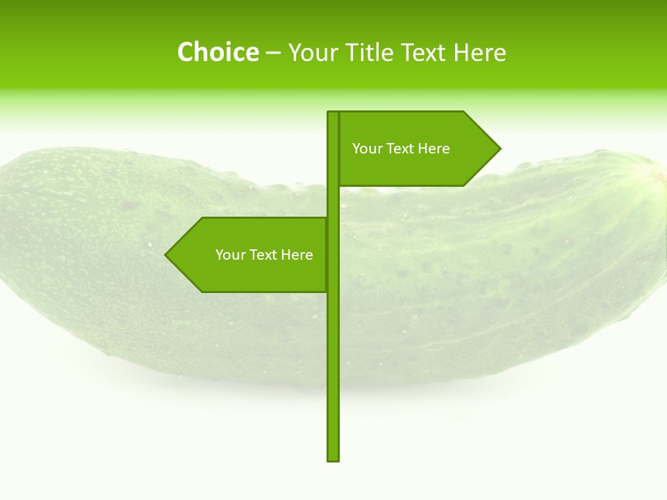 One Green Cucumber On A White Background. PowerPoint Template