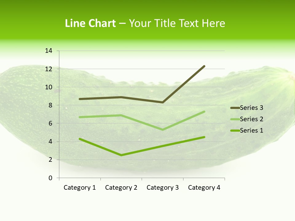 One Green Cucumber On A White Background. PowerPoint Template