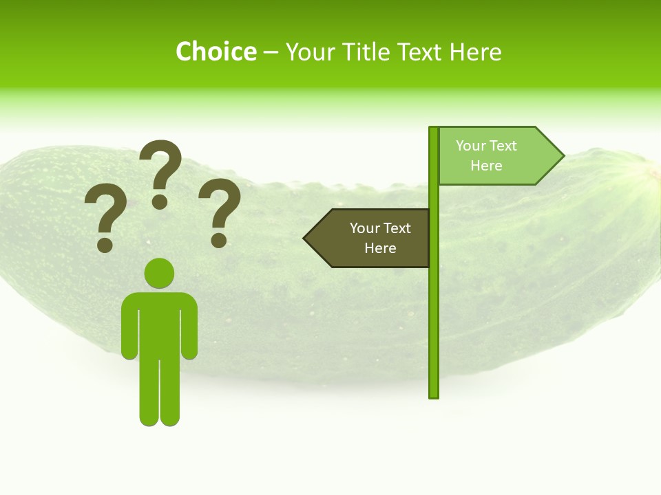 One Green Cucumber On A White Background. PowerPoint Template