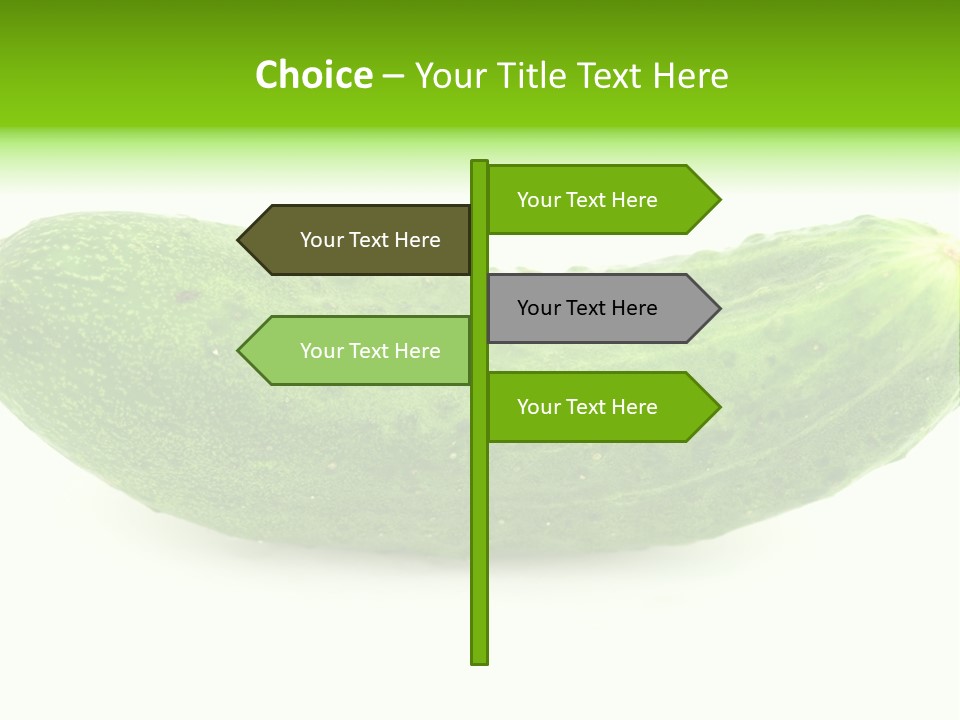 One Green Cucumber On A White Background. PowerPoint Template