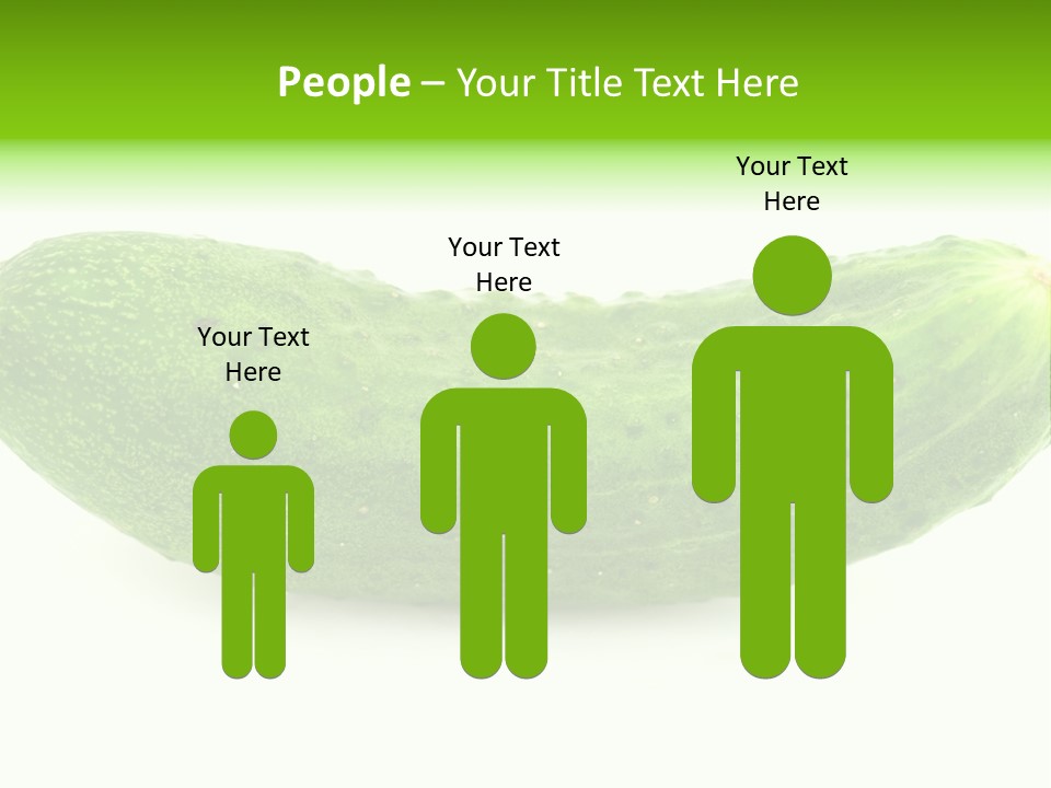 One Green Cucumber On A White Background. PowerPoint Template