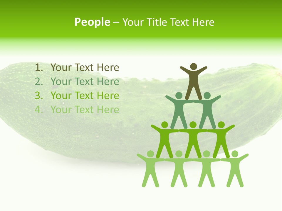 One Green Cucumber On A White Background. PowerPoint Template