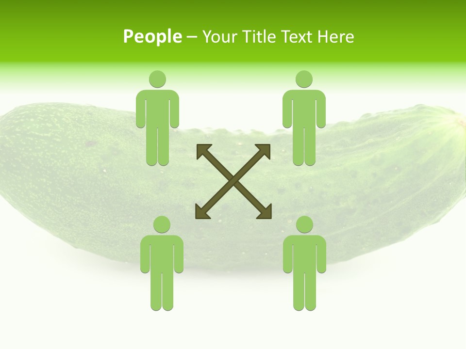 One Green Cucumber On A White Background. PowerPoint Template