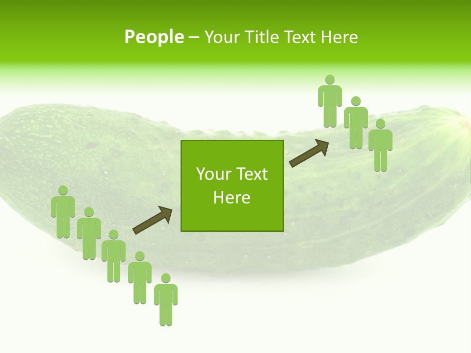 One Green Cucumber On A White Background. PowerPoint Template
