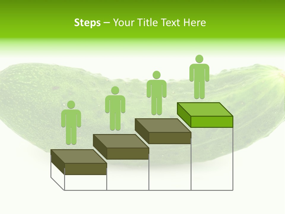 One Green Cucumber On A White Background. PowerPoint Template