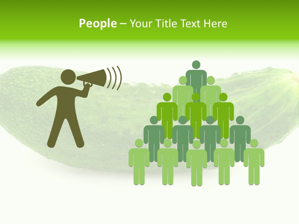 One Green Cucumber On A White Background. PowerPoint Template