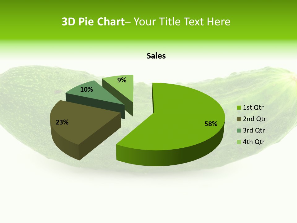 One Green Cucumber On A White Background. PowerPoint Template