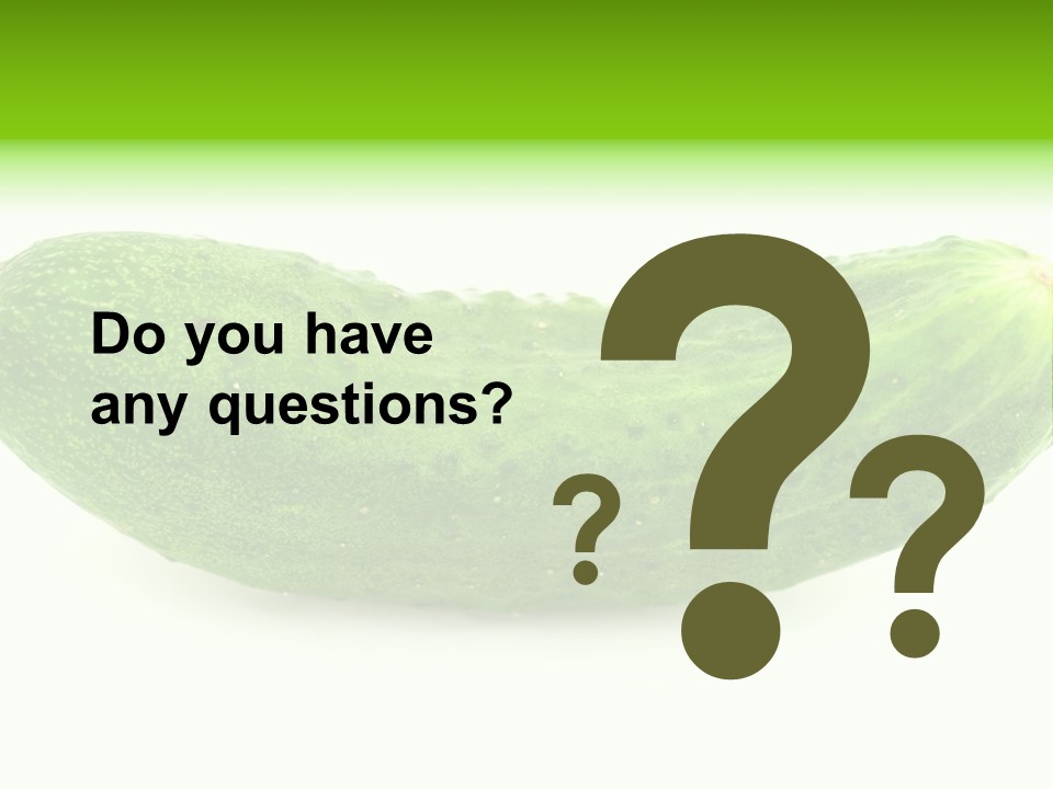 One Green Cucumber On A White Background. PowerPoint Template