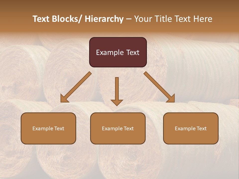 Close Up Stacked Up Large Freshly Baled Round Hay Bales. Gold And Green In Color. PowerPoint Template