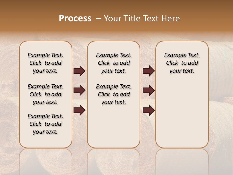 Close Up Stacked Up Large Freshly Baled Round Hay Bales. Gold And Green In Color. PowerPoint Template