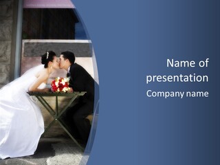 Wedding Couple At Cafe Romantic PowerPoint Template