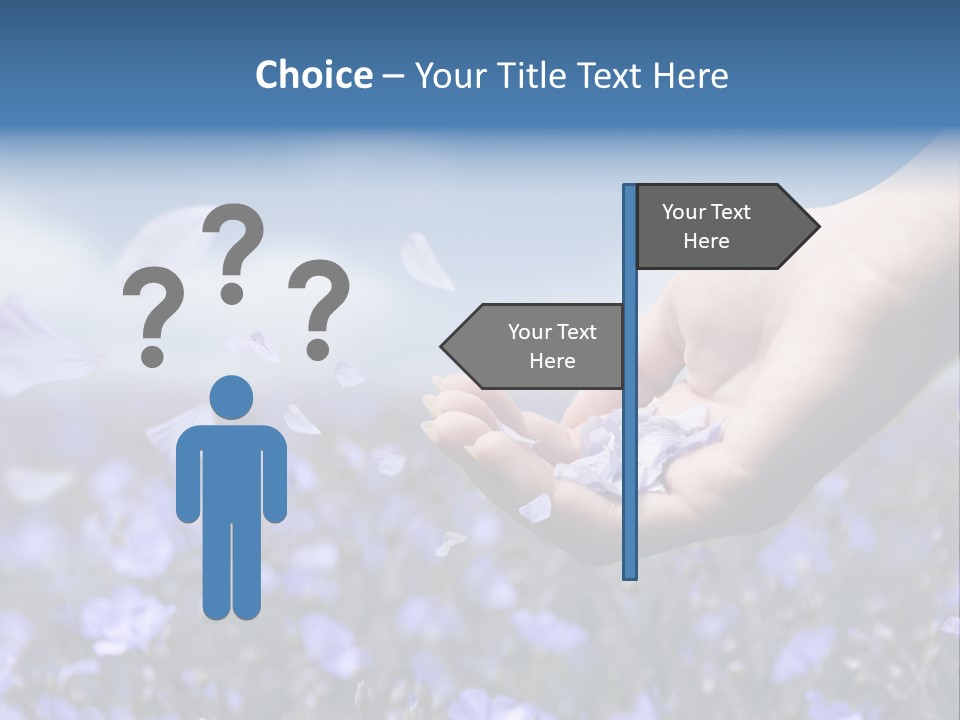 A Women Holding Flower Petals Blowing In The Wind. PowerPoint Template