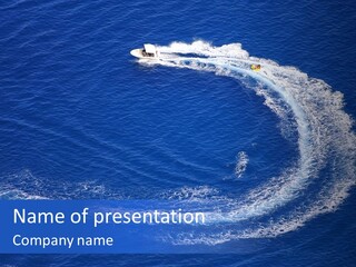 White Boat On The Sea PowerPoint Template