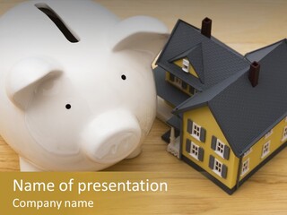 Close Up Of A Home With A Piggy Bank PowerPoint Template