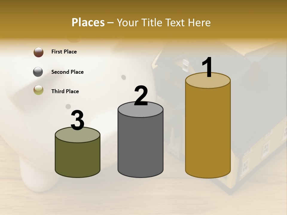Close Up Of A Home With A Piggy Bank PowerPoint Template
