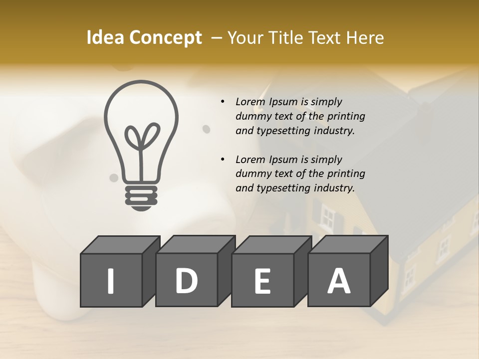 Close Up Of A Home With A Piggy Bank PowerPoint Template