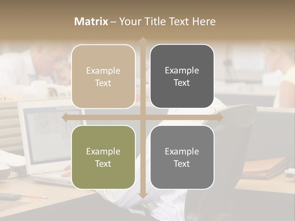 Businessman In Cubicle Using Laptop PowerPoint Template