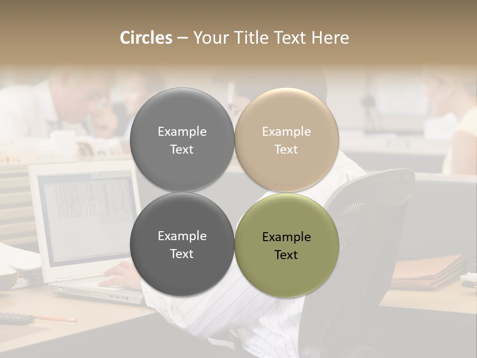 Businessman In Cubicle Using Laptop PowerPoint Template