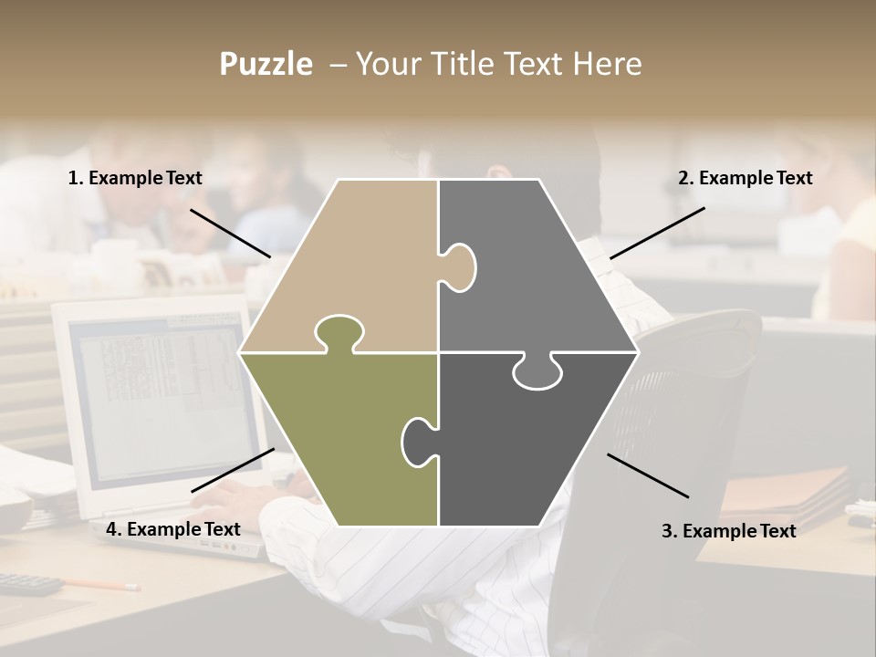Businessman In Cubicle Using Laptop PowerPoint Template