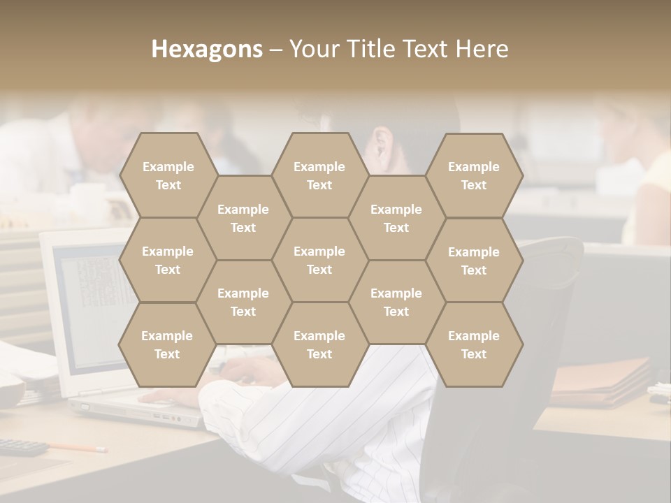 Businessman In Cubicle Using Laptop PowerPoint Template