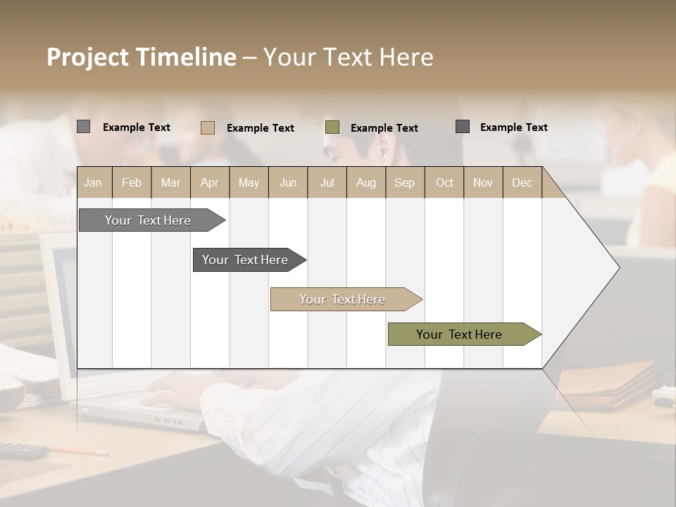 Businessman In Cubicle Using Laptop PowerPoint Template