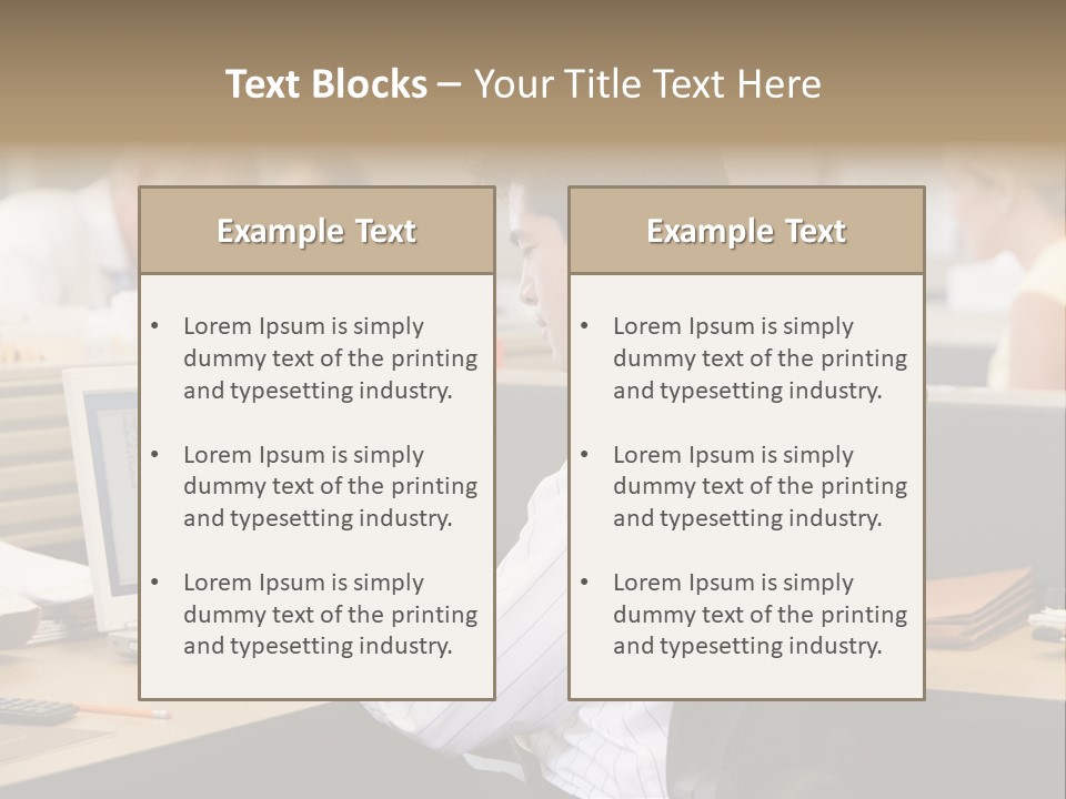 Businessman In Cubicle Using Laptop PowerPoint Template