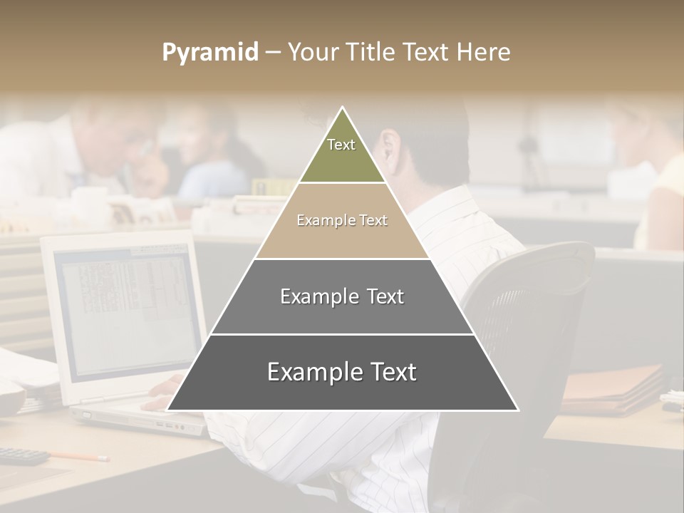 Businessman In Cubicle Using Laptop PowerPoint Template
