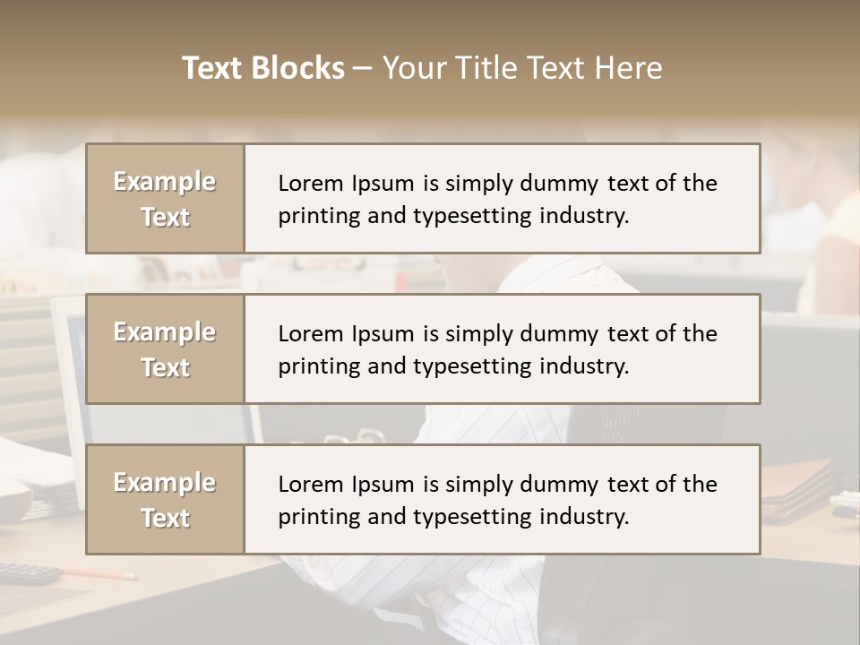Businessman In Cubicle Using Laptop PowerPoint Template