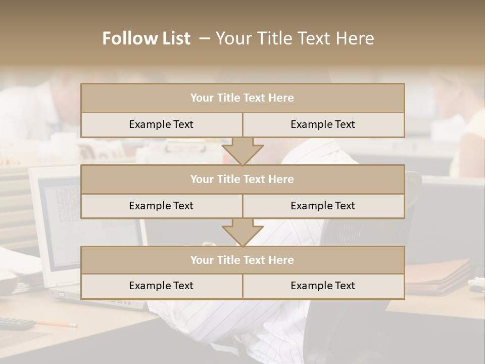 Businessman In Cubicle Using Laptop PowerPoint Template