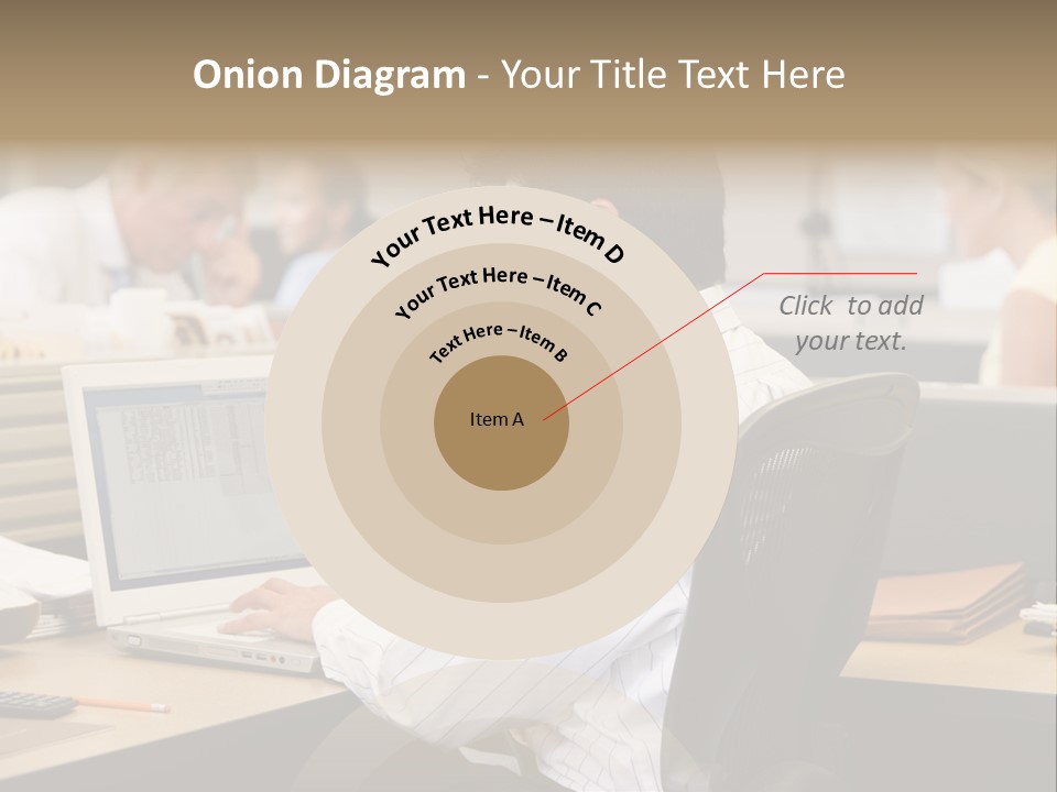 Businessman In Cubicle Using Laptop PowerPoint Template