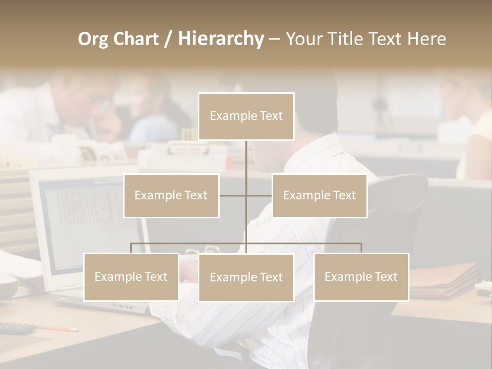 Businessman In Cubicle Using Laptop PowerPoint Template