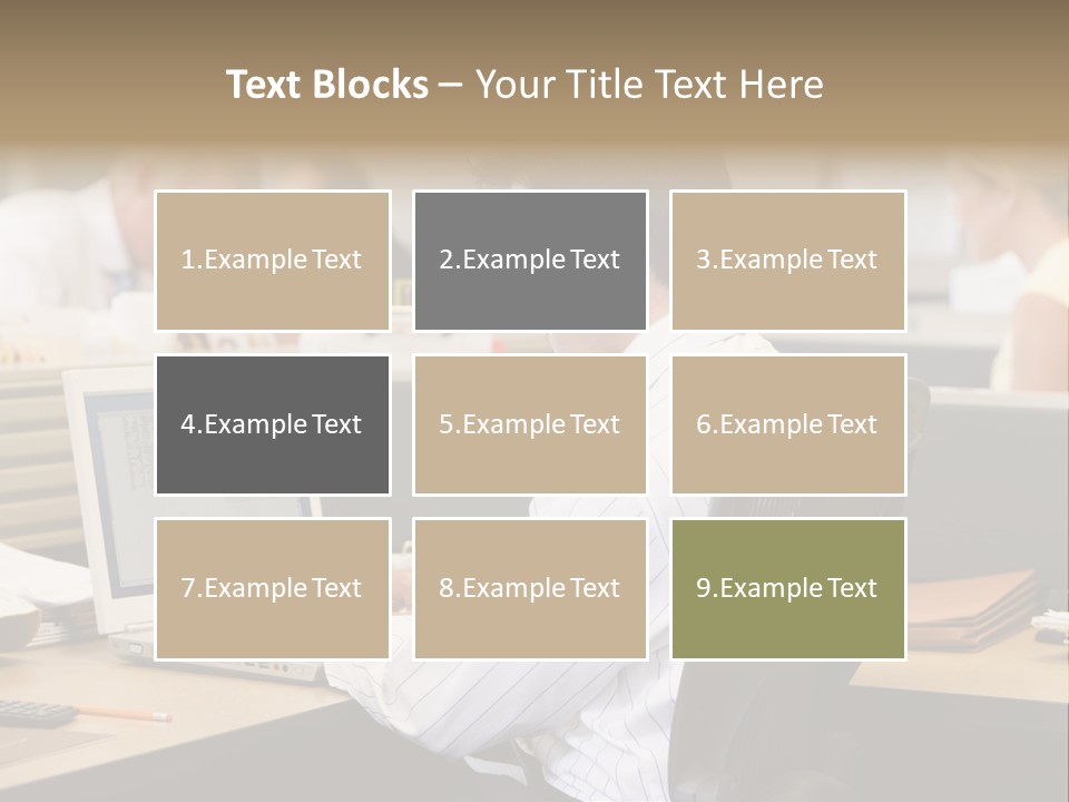 Businessman In Cubicle Using Laptop PowerPoint Template