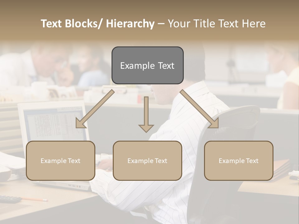 Businessman In Cubicle Using Laptop PowerPoint Template