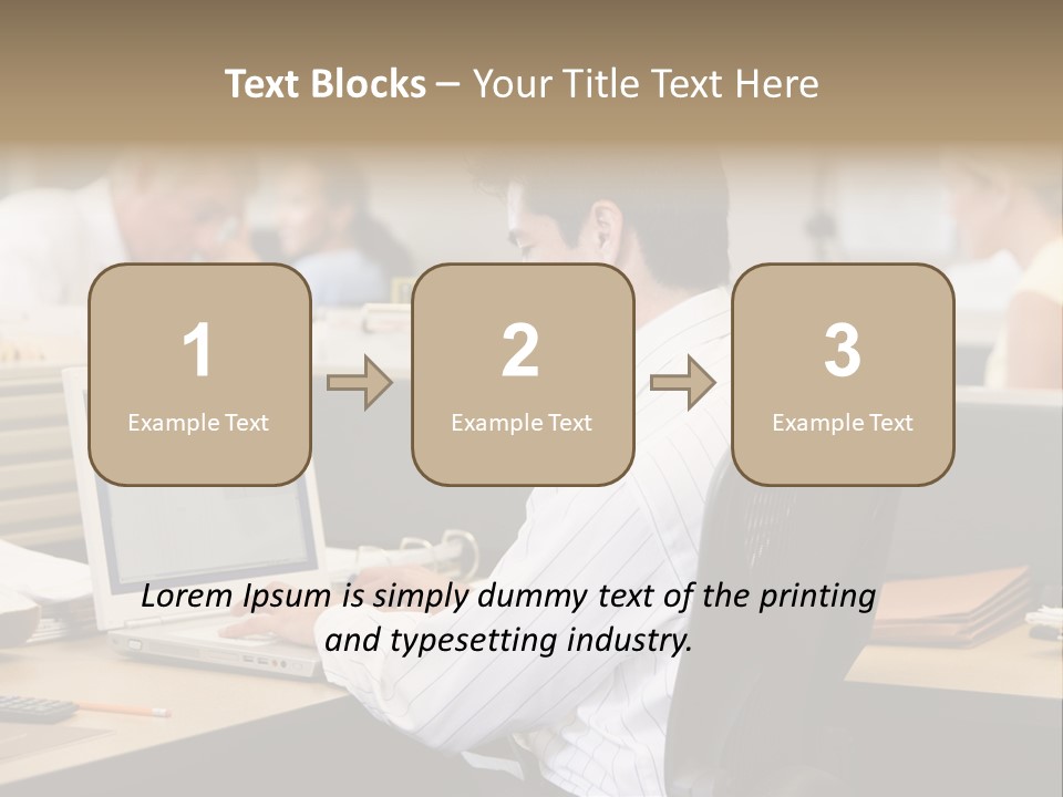 Businessman In Cubicle Using Laptop PowerPoint Template