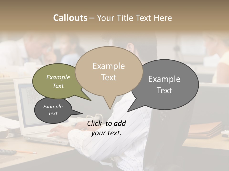 Businessman In Cubicle Using Laptop PowerPoint Template