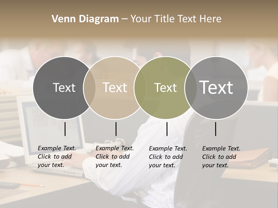 Businessman In Cubicle Using Laptop PowerPoint Template