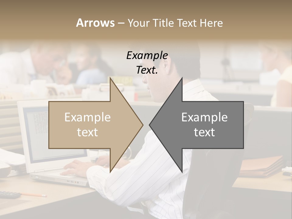 Businessman In Cubicle Using Laptop PowerPoint Template